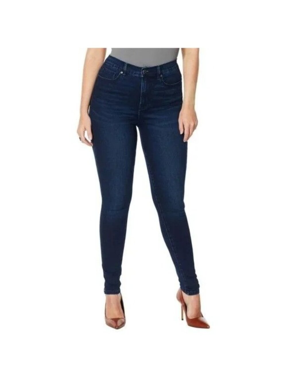 DG2 Diane Gilman  Indigo Jeans Womens 28W Petite Virtual Stretch Ultra Skinny NE